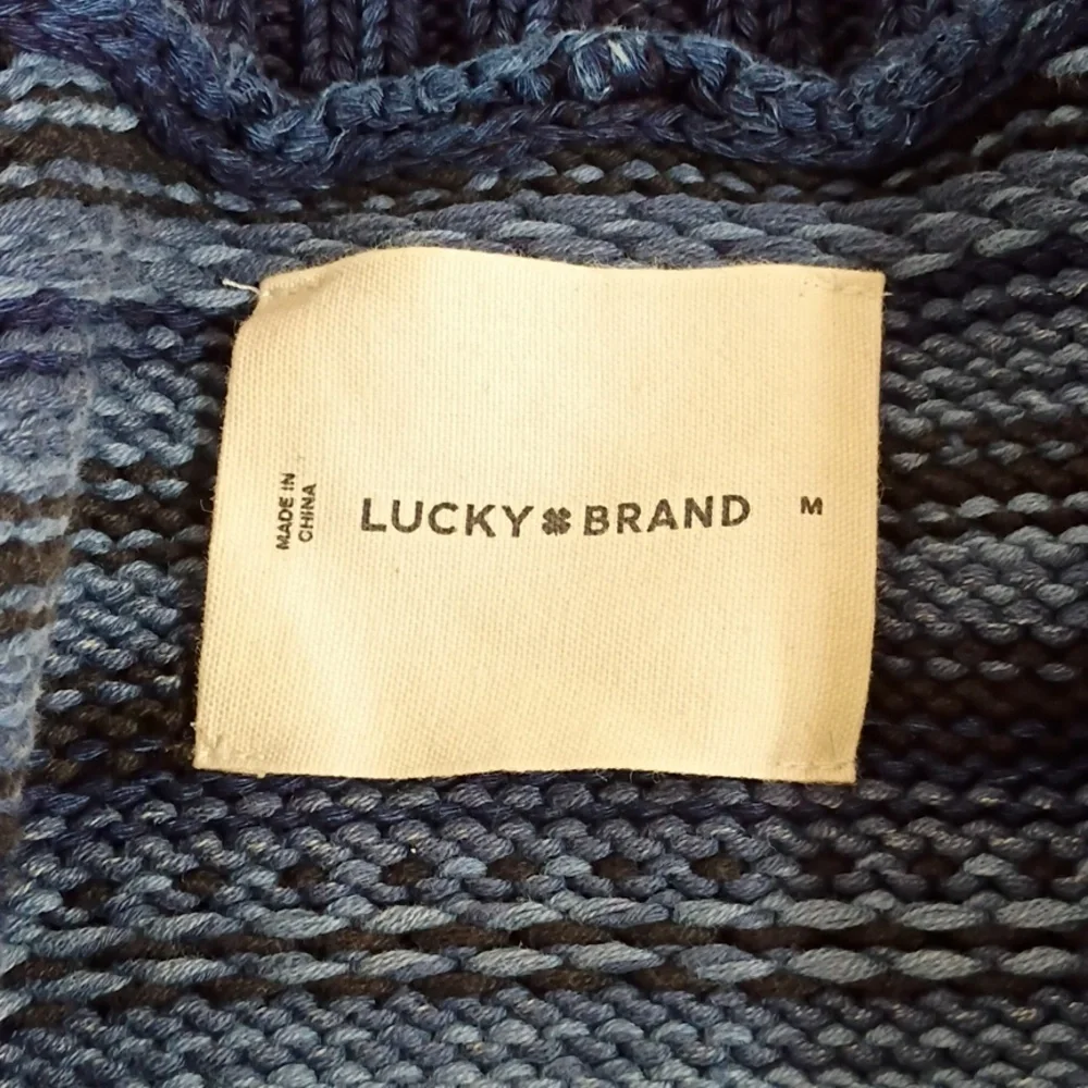 Lucky Brand Blue Heavy Knit Nordic Belted Cardigan Sweater Jacket Size M NWT - Picture 4 of 11